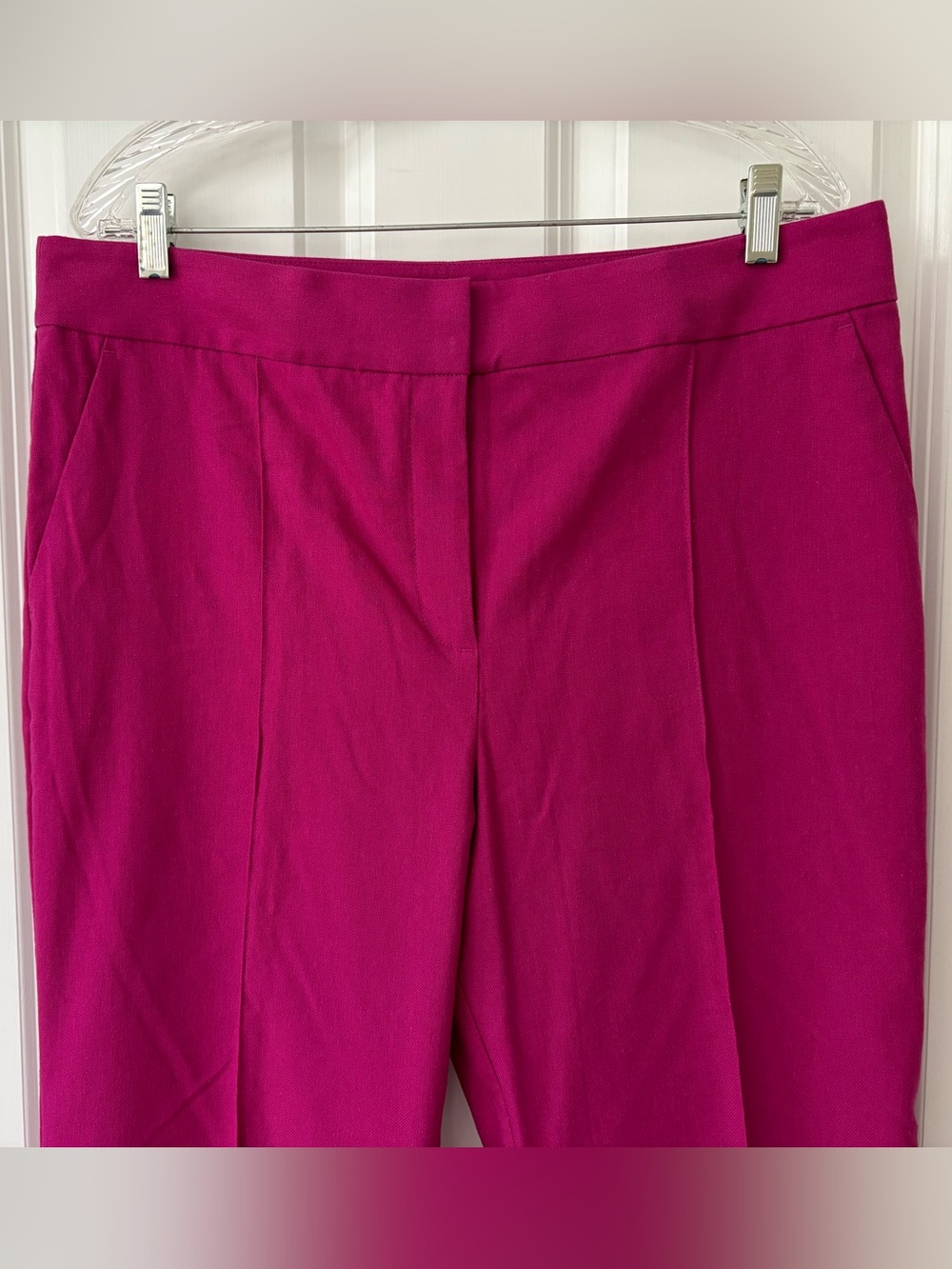 NWT LOFT Flare, Boot-Cut Pants, Pintuck Front, Cotton Linen, Pink, SZ 14, 32” IS - Picture 3 of 11